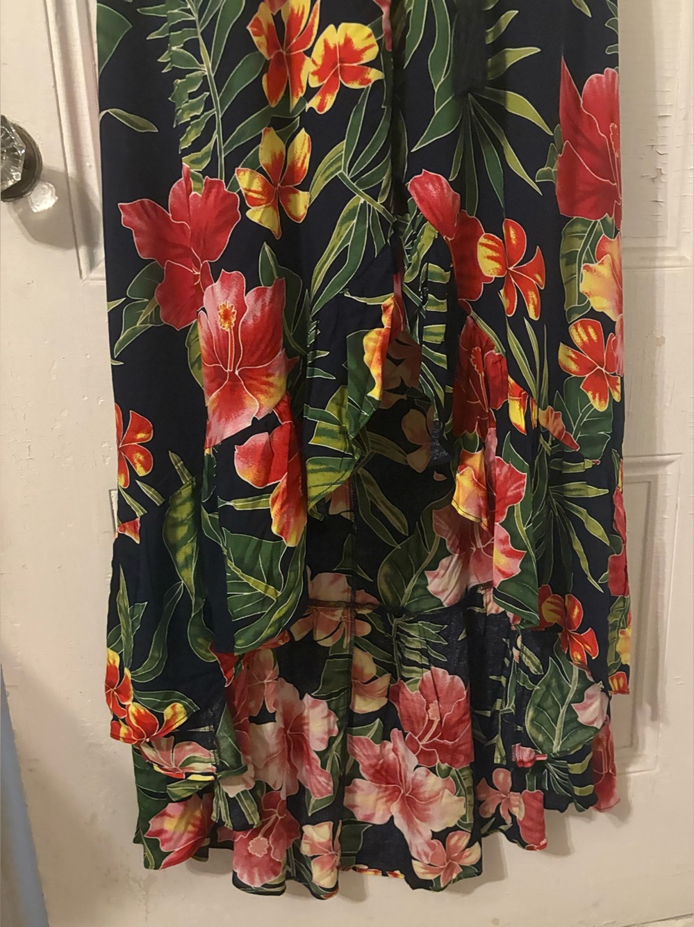 Lulus brand hibiscus print sundress beach cover up tropical lounge wear sz small - Picture 7 of 10